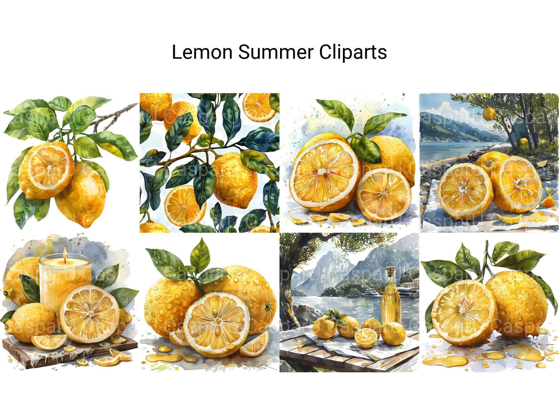 Lemon Summer Clipart - CraftNest - Digital Crafting and Art