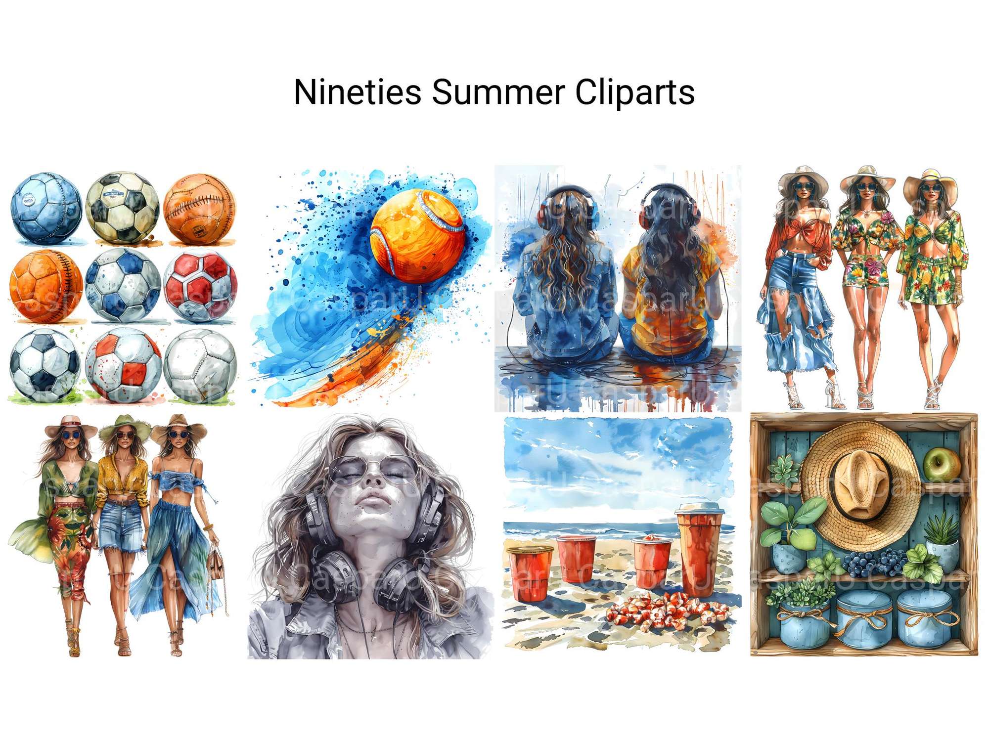 Nineties Summer Clipart - CraftNest - Digital Crafting and Art