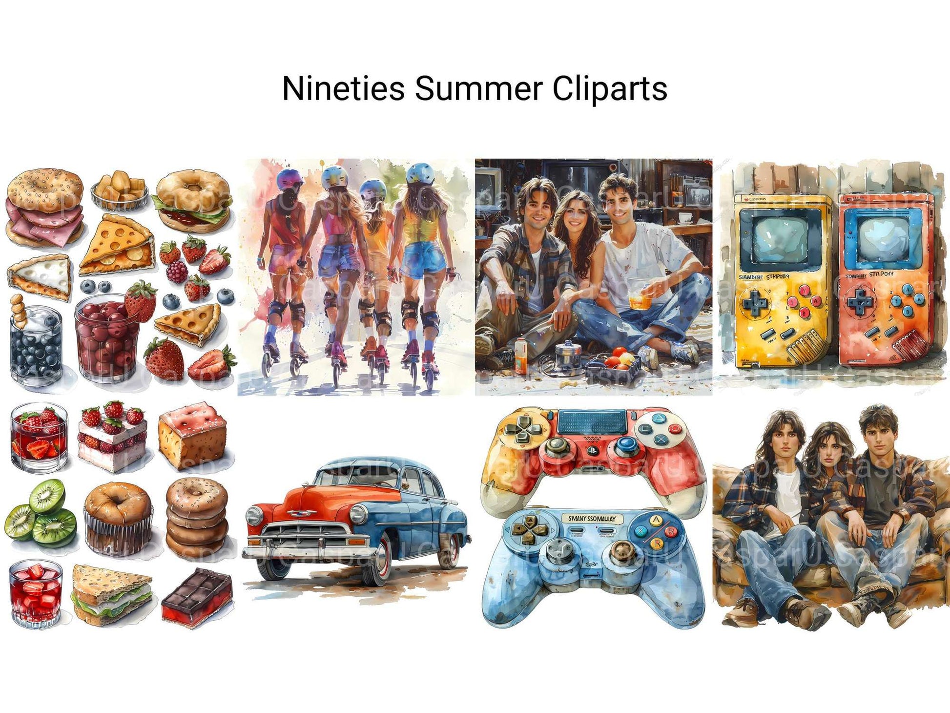 Nineties Summer Clipart - CraftNest - Digital Crafting and Art