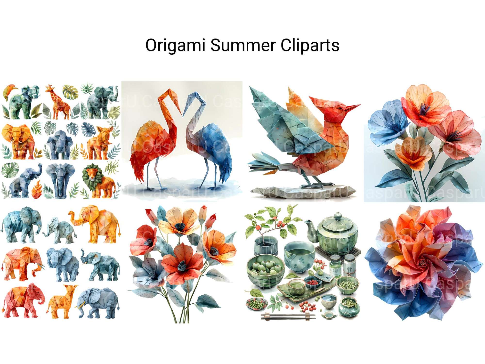 Origami Summer Clipart - CraftNest - Digital Crafting and Art