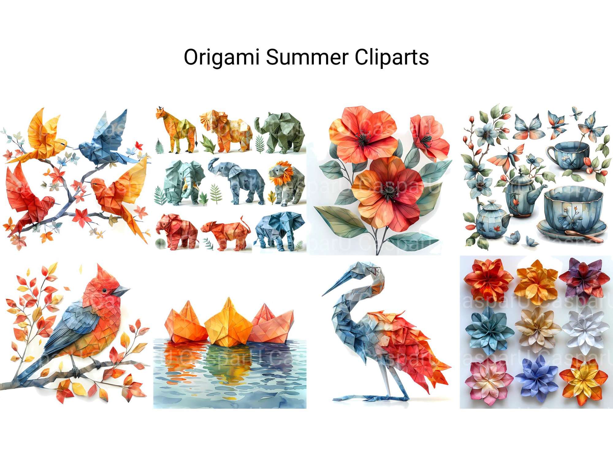 Origami Summer Clipart - CraftNest - Digital Crafting and Art