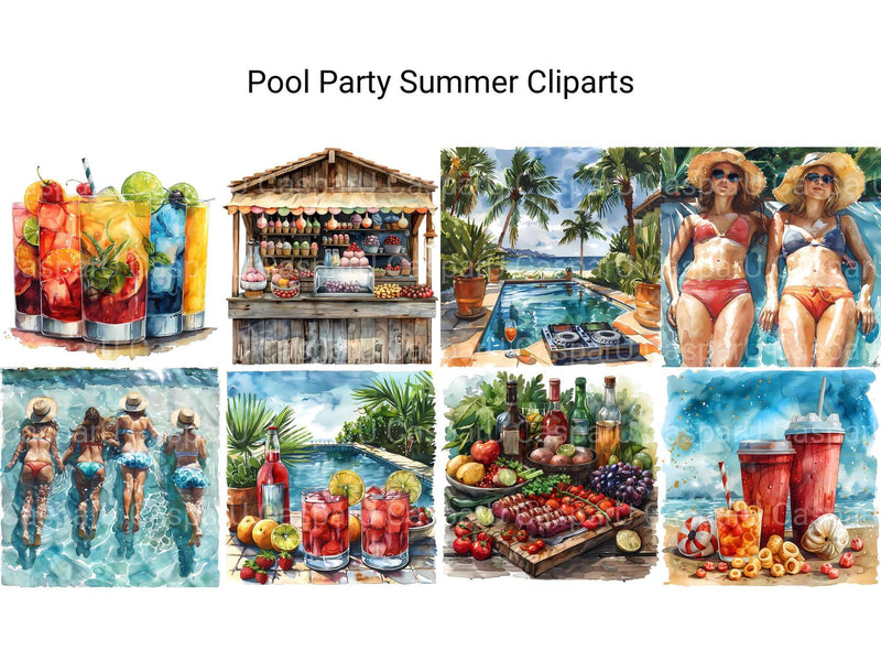 Pool Party Summer Clipart - CraftNest - Digital Crafting and Art