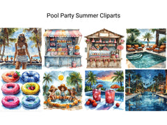 Pool Party Summer Clipart - CraftNest - Digital Crafting and Art