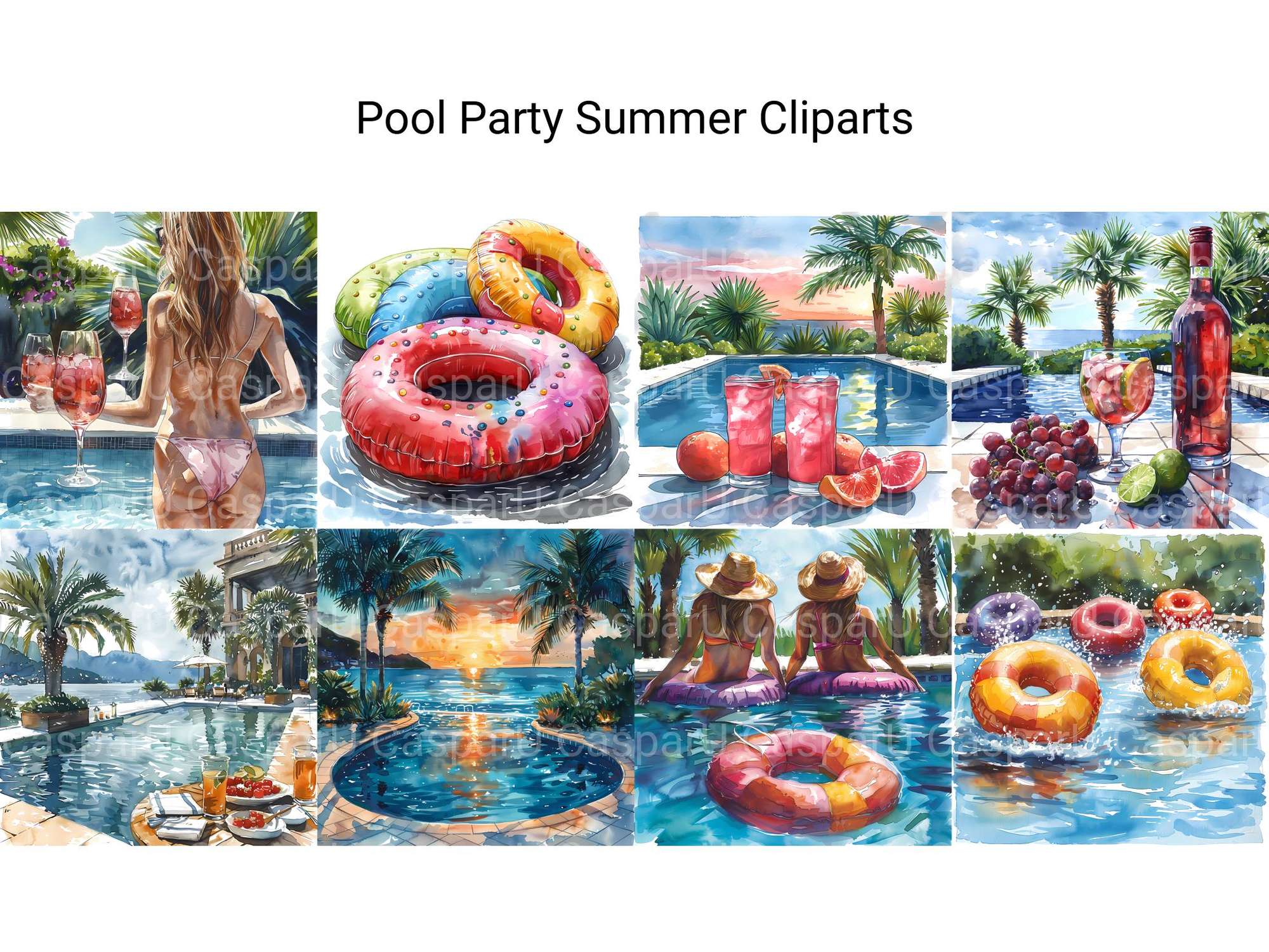 Pool Party Summer Clipart - CraftNest - Digital Crafting and Art