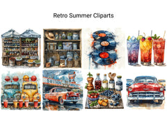 Retro Summer Clipart - CraftNest - Digital Crafting and Art