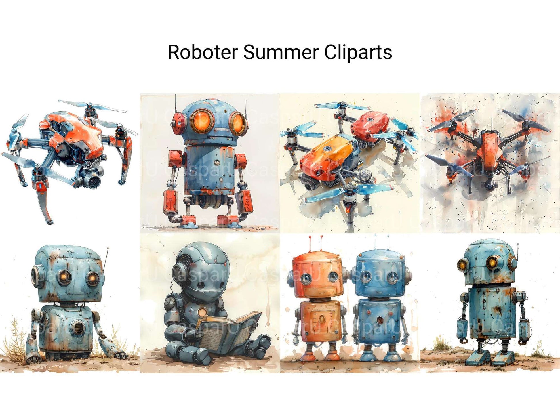 Roboter Summer Clipart - CraftNest - Digital Crafting and Art