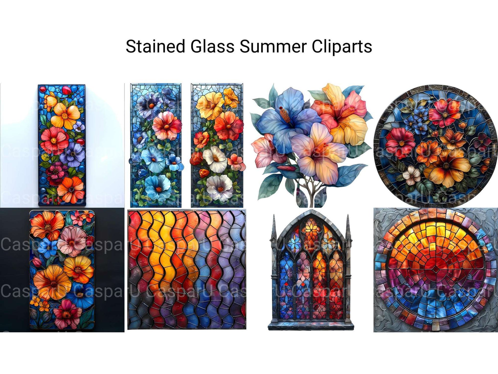 Stained Glass Summer Clipart - CraftNest - Digital Crafting and Art