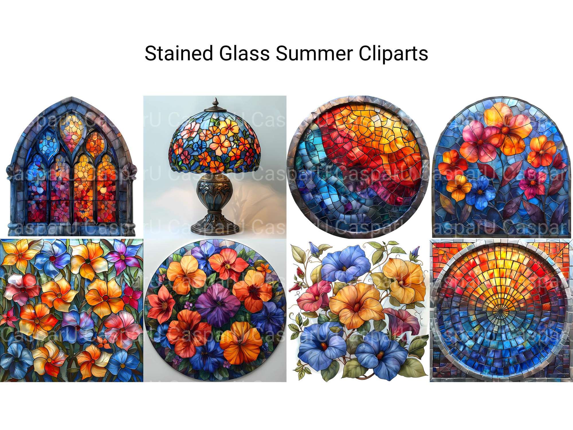 Stained Glass Summer Clipart - CraftNest - Digital Crafting and Art