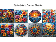 Stained Glass Summer Clipart - CraftNest - Digital Crafting and Art