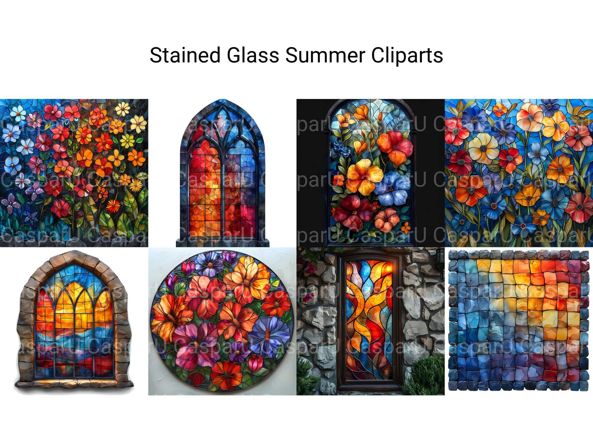 Stained Glass Summer Clipart - CraftNest - Digital Crafting and Art