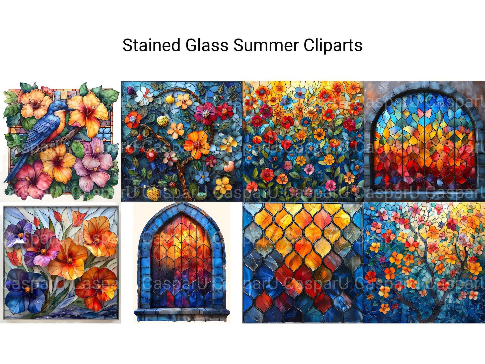 Stained Glass Summer Clipart - CraftNest - Digital Crafting and Art