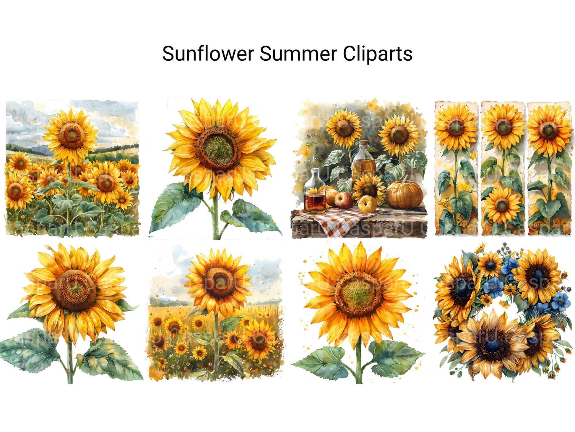 Sunflower Summer Clipart - CraftNest - Digital Crafting and Art