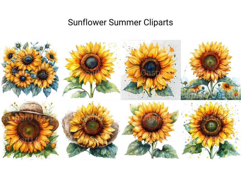 Sunflower Summer Clipart - CraftNest - Digital Crafting and Art