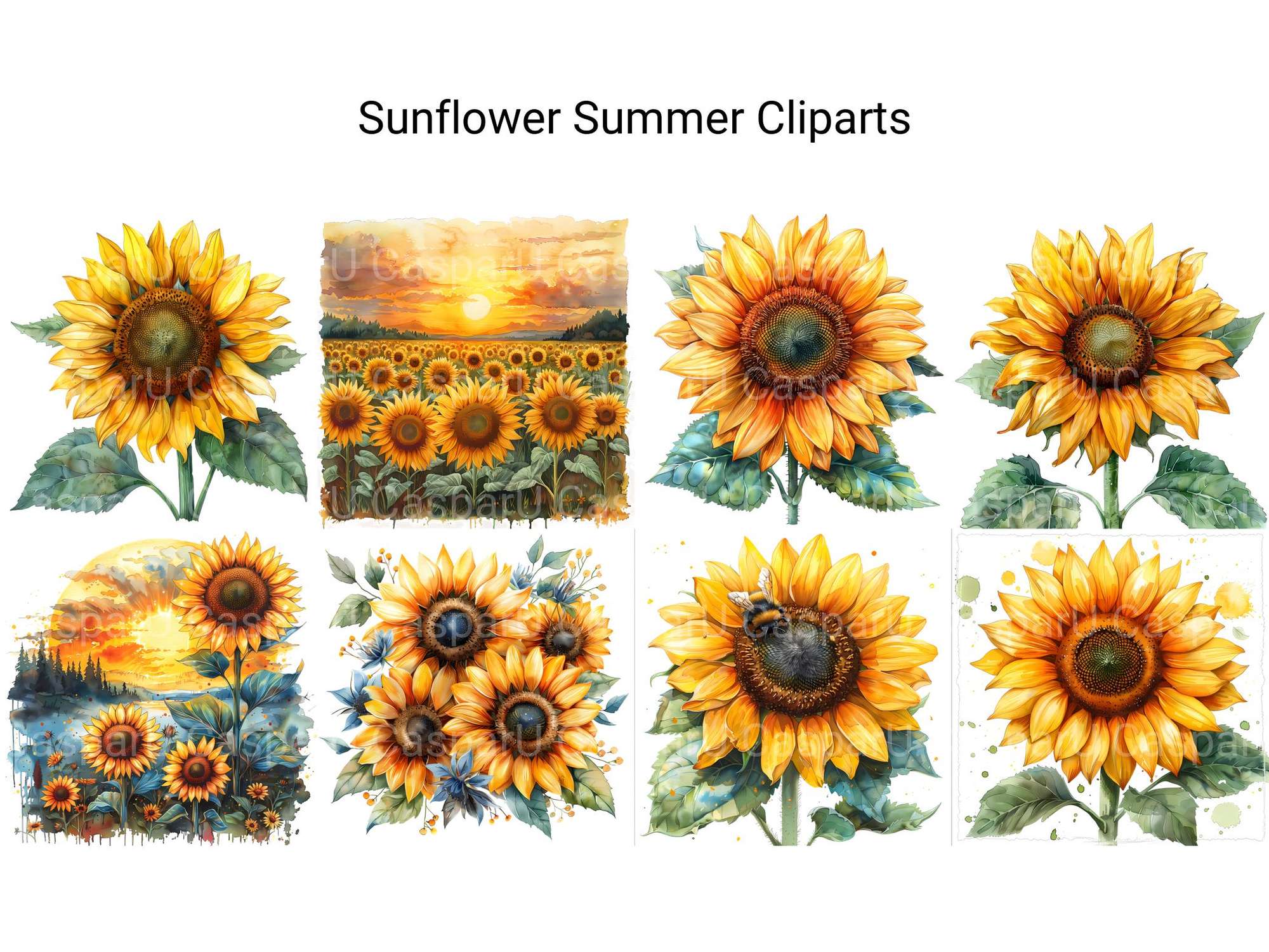 Sunflower Summer Clipart - CraftNest - Digital Crafting and Art