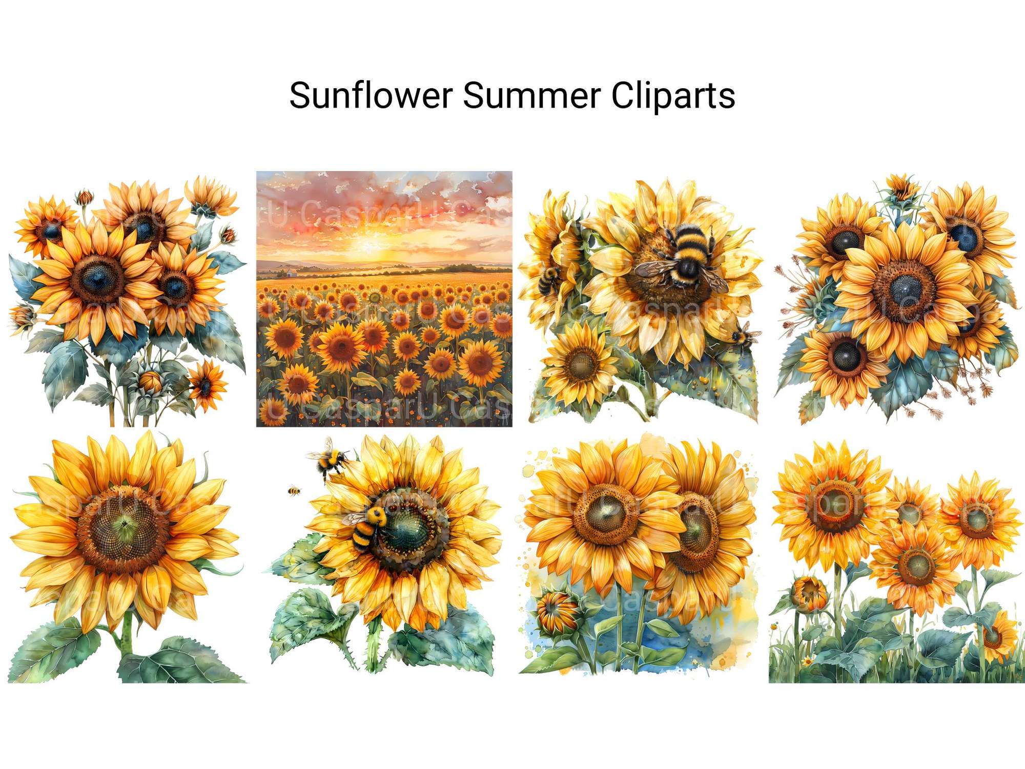 Sunflower Summer Clipart - CraftNest - Digital Crafting and Art