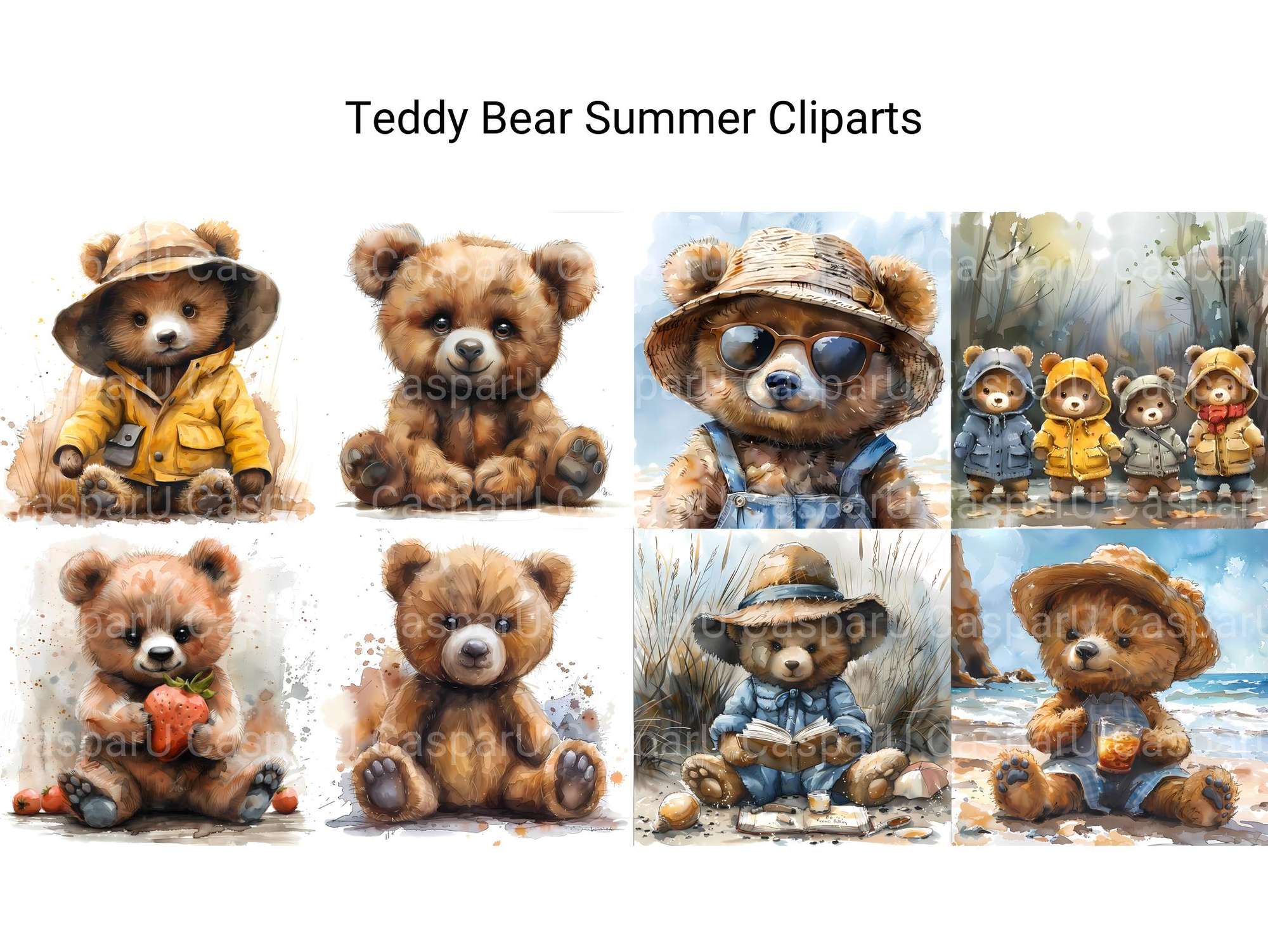 Teddy Bear Summer Clipart - CraftNest - Digital Crafting and Art