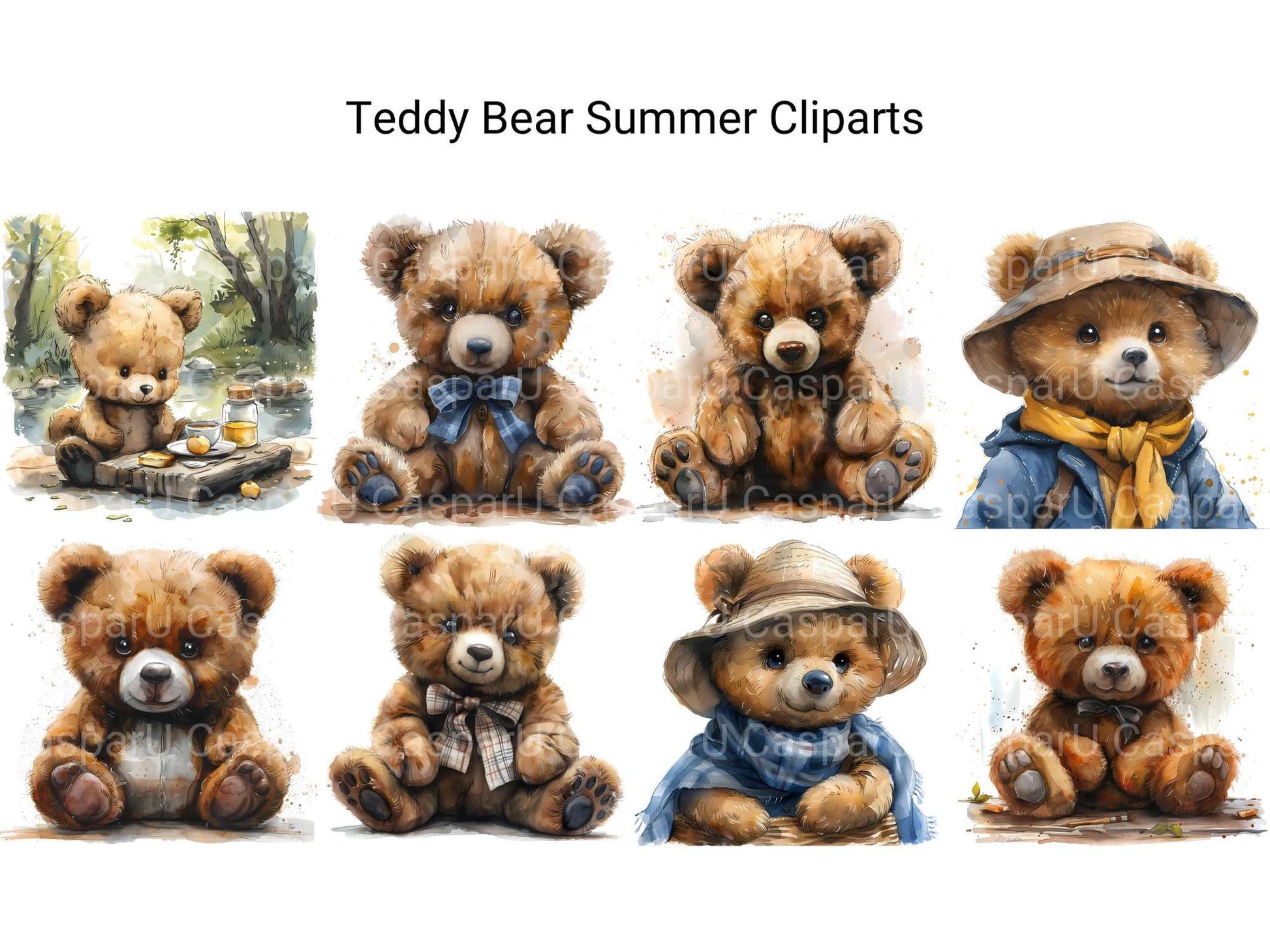 Teddy Bear Summer Clipart - CraftNest - Digital Crafting and Art