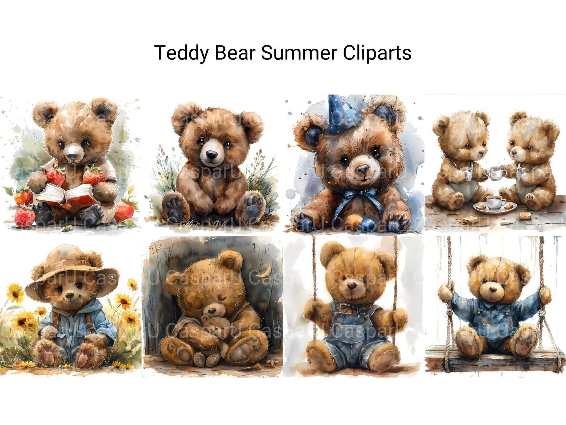 Teddy Bear Summer Clipart - CraftNest - Digital Crafting and Art