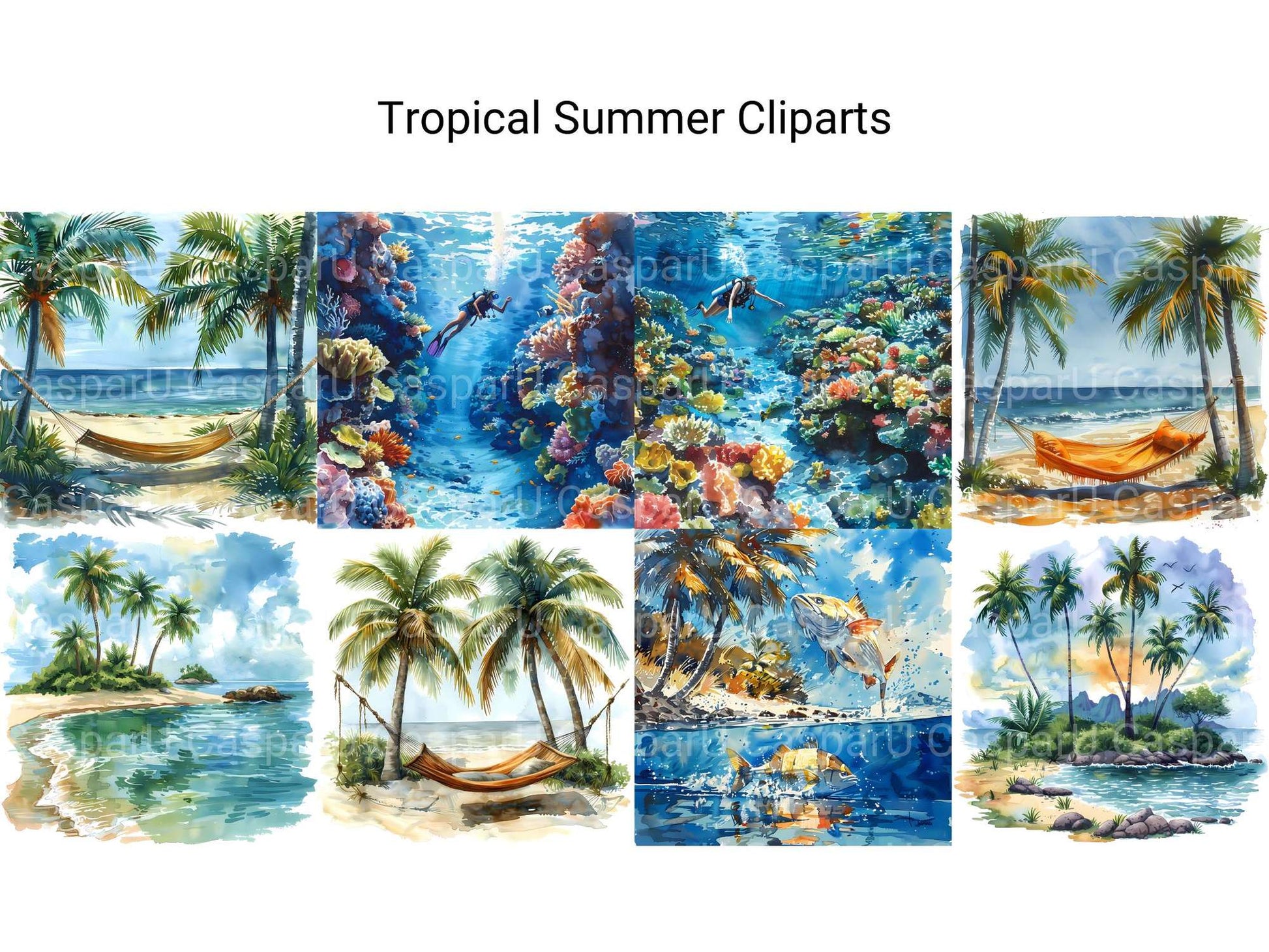 Tropical Summer Clipart - CraftNest - Digital Crafting and Art