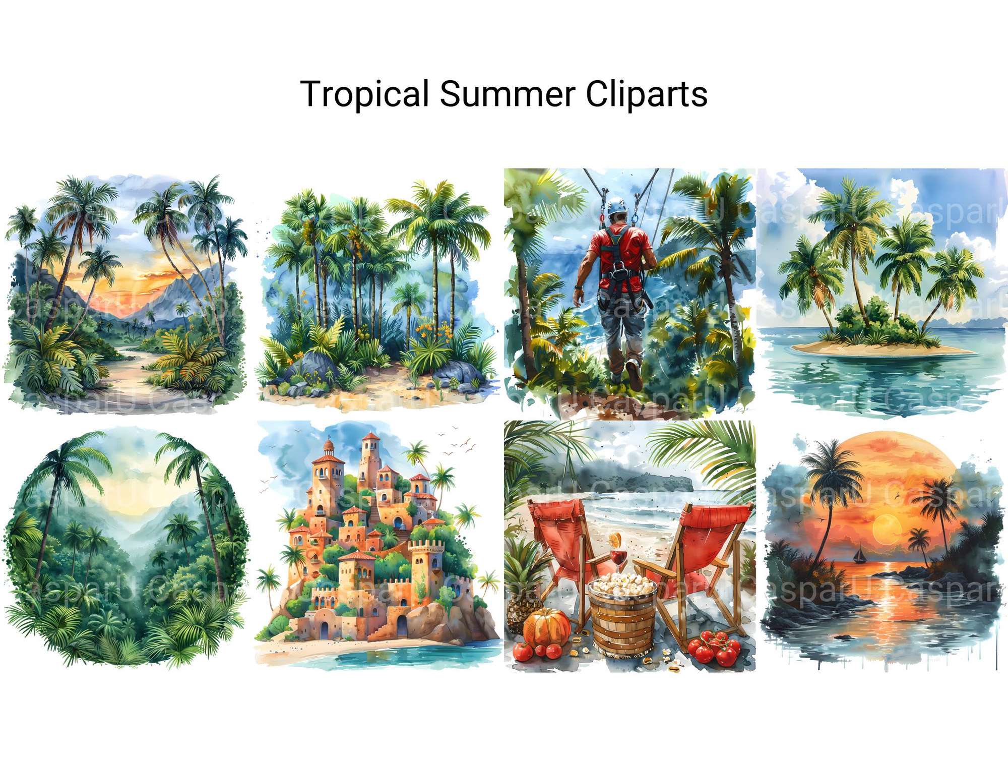 Tropical Summer Clipart - CraftNest - Digital Crafting and Art