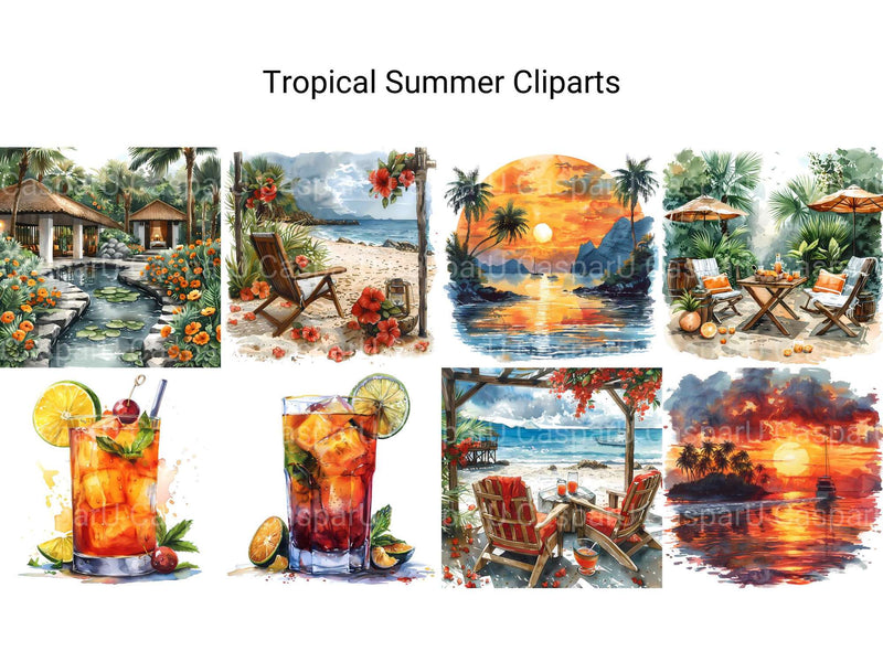 Tropical Summer Clipart - CraftNest - Digital Crafting and Art