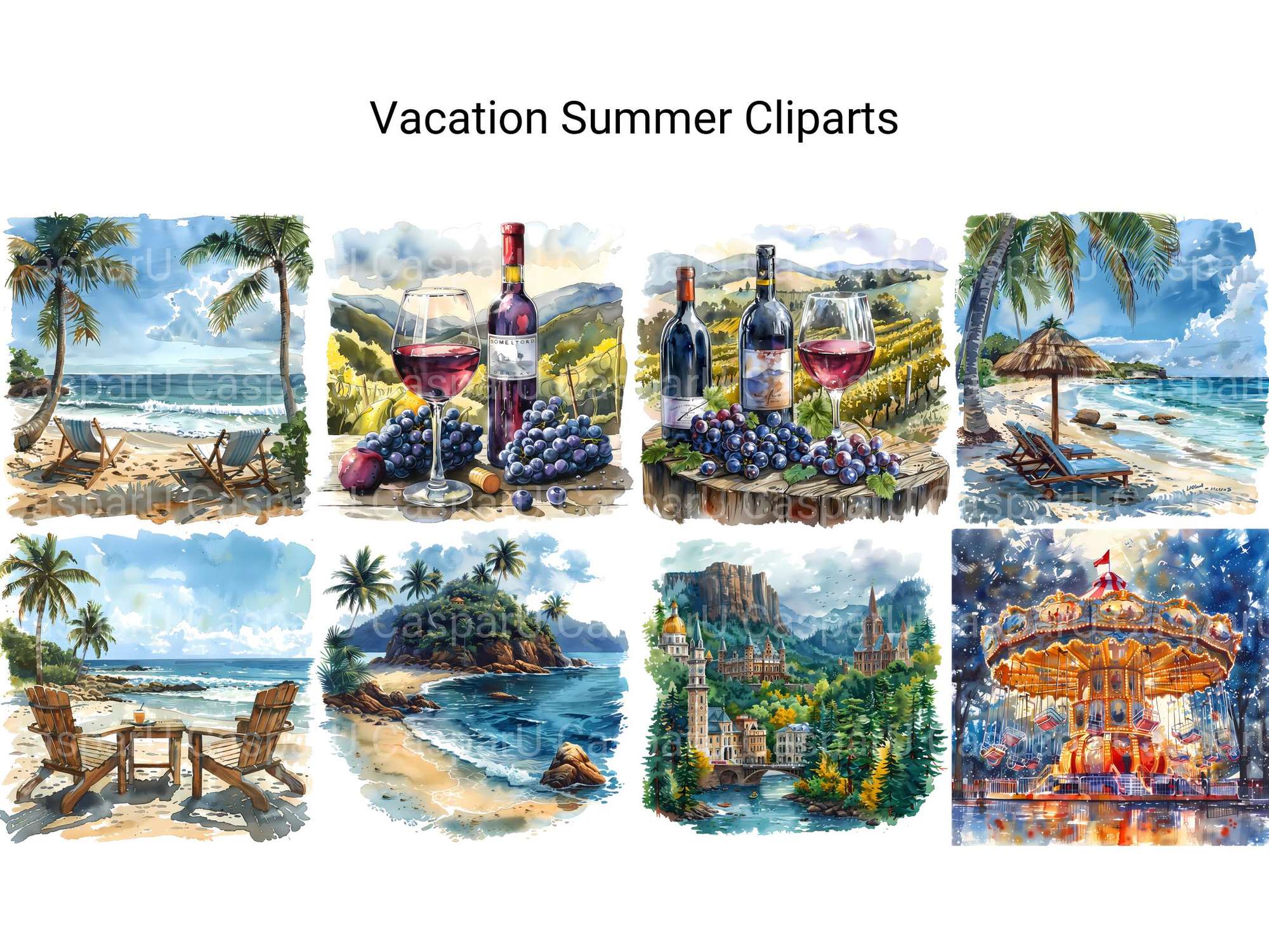 Vacation Summer Clipart - CraftNest - Digital Crafting and Art