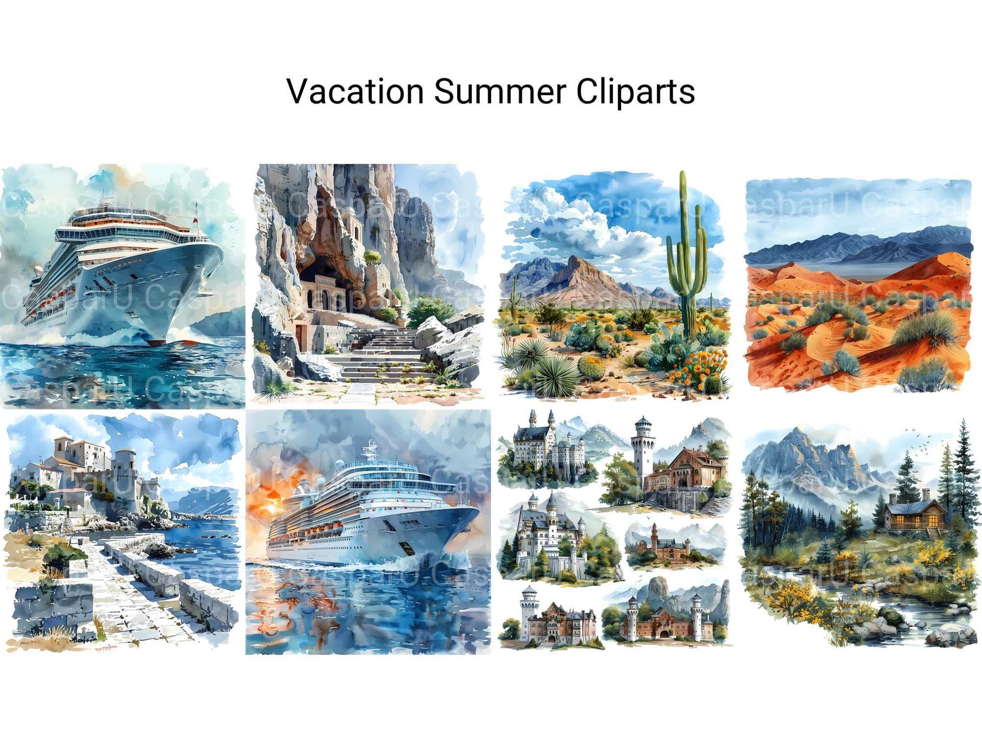 Vacation Summer Clipart - CraftNest - Digital Crafting and Art