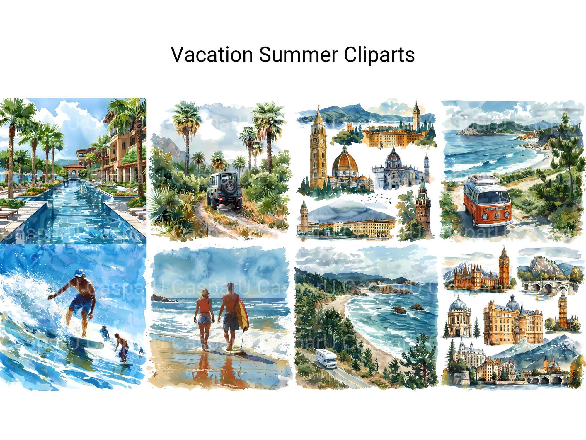 Vacation Summer Clipart - CraftNest - Digital Crafting and Art