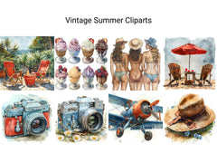 Vintage Summer Clipart - CraftNest - Digital Crafting and Art