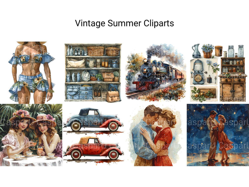 Vintage Summer Clipart - CraftNest - Digital Crafting and Art