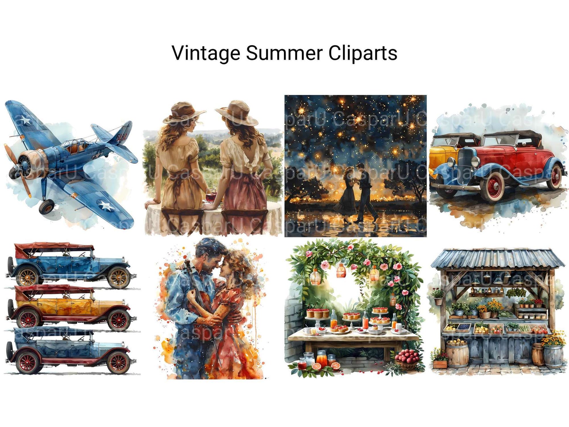 Vintage Summer Clipart - CraftNest - Digital Crafting and Art