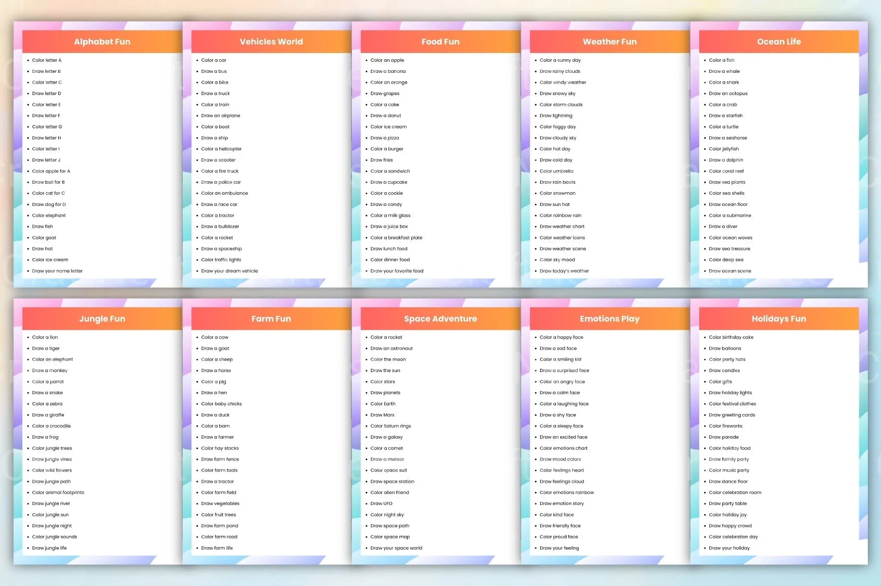 Kids Coloring Activity Prompts - CraftNest - Digital Crafting and Art