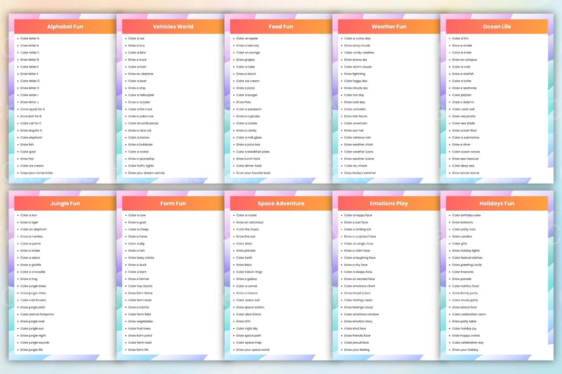 Kids Coloring Activity Prompts - CraftNest - Digital Crafting and Art