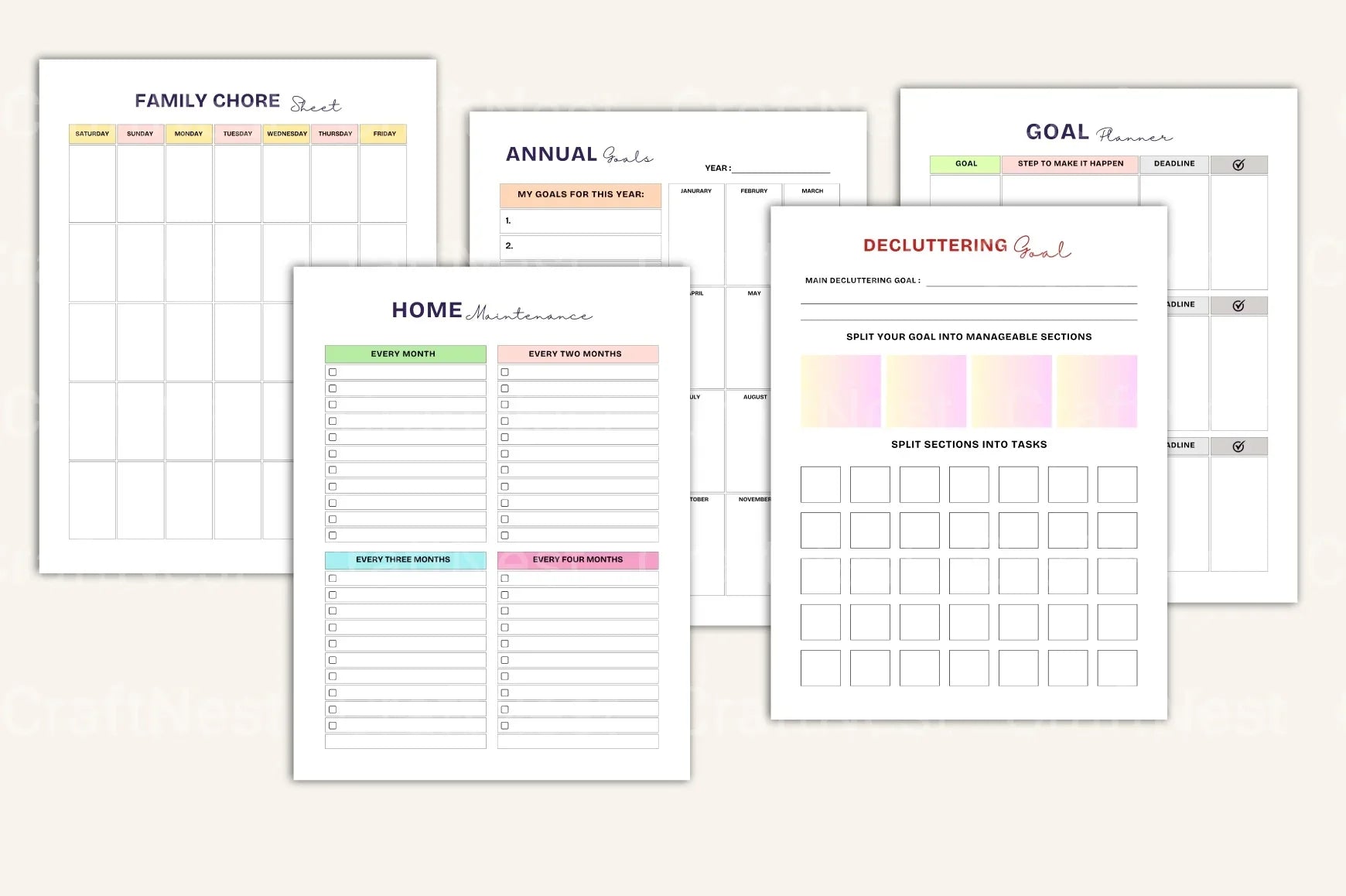 Decluttering Organizer Planner - CraftNest - Digital Crafting and Art