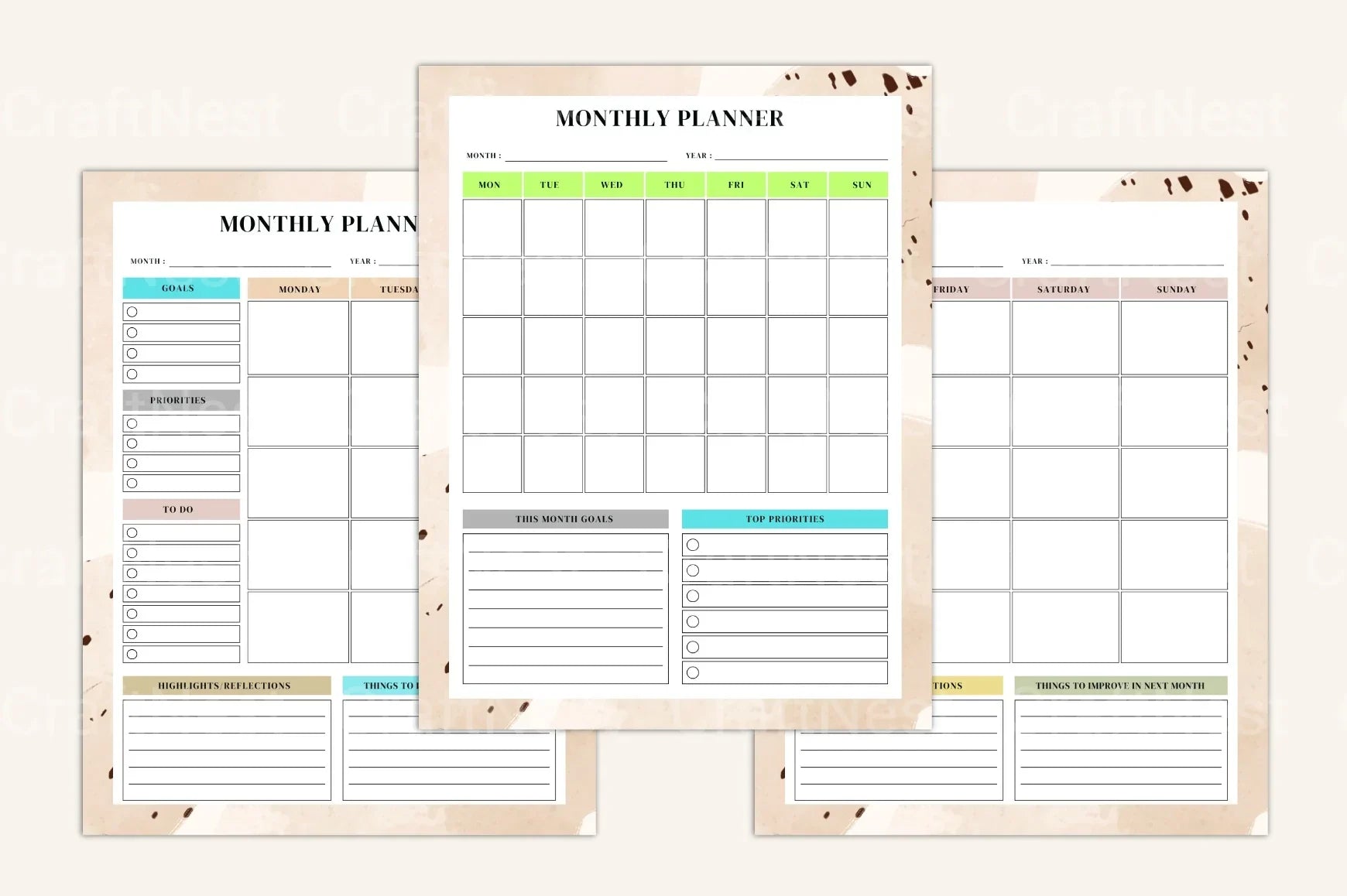 Yearly, Weekly & Monthly Planner 2024 - CraftNest - Digital Crafting and Art