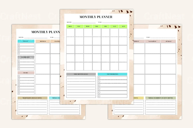 Yearly, Weekly & Monthly Planner 2024 - CraftNest - Digital Crafting and Art