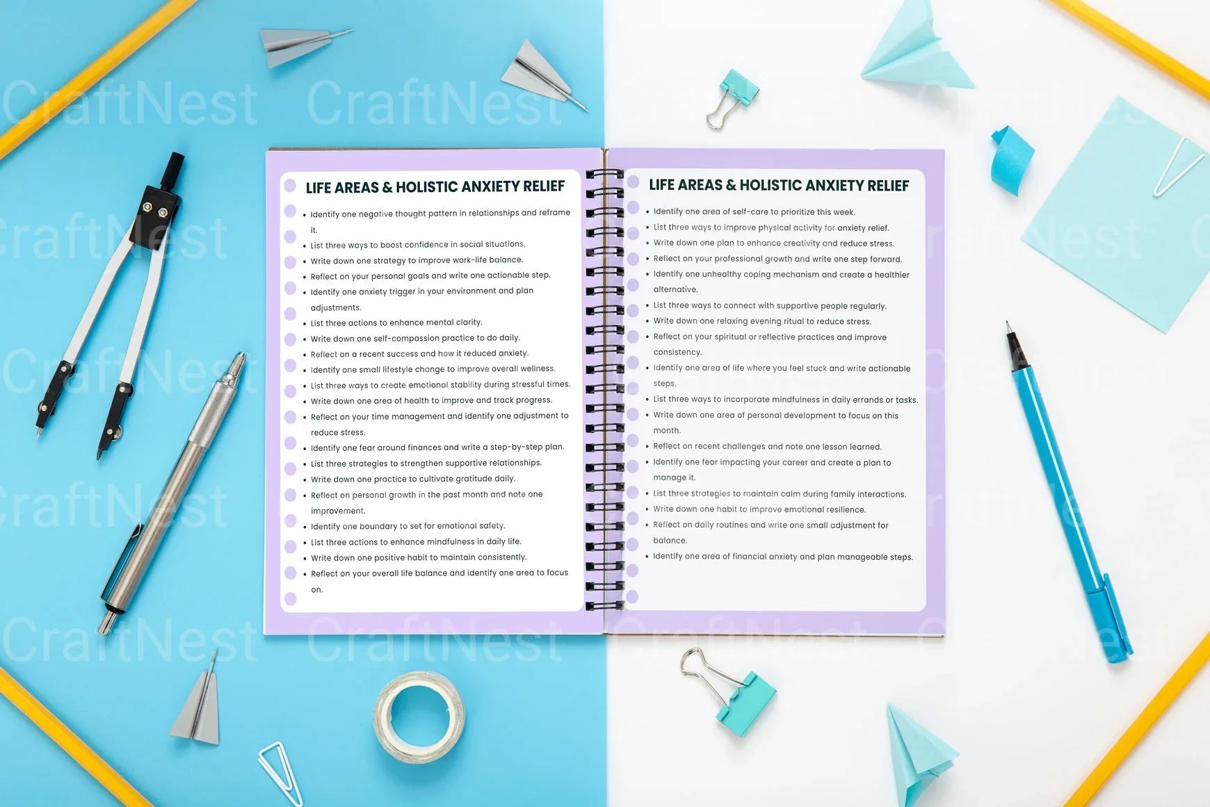 Anxiety Relief Prompts Book for Stress Reduction - CraftNest - Digital Crafting and Art