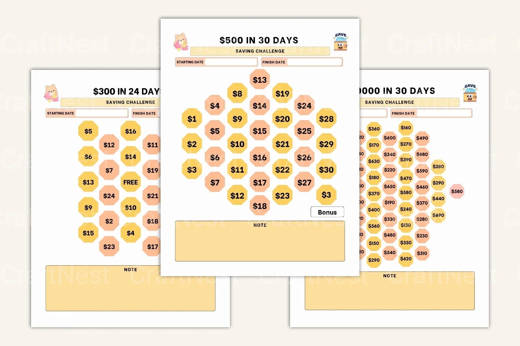 Financial Savings Challenge Guide - CraftNest - Digital Crafting and Art
