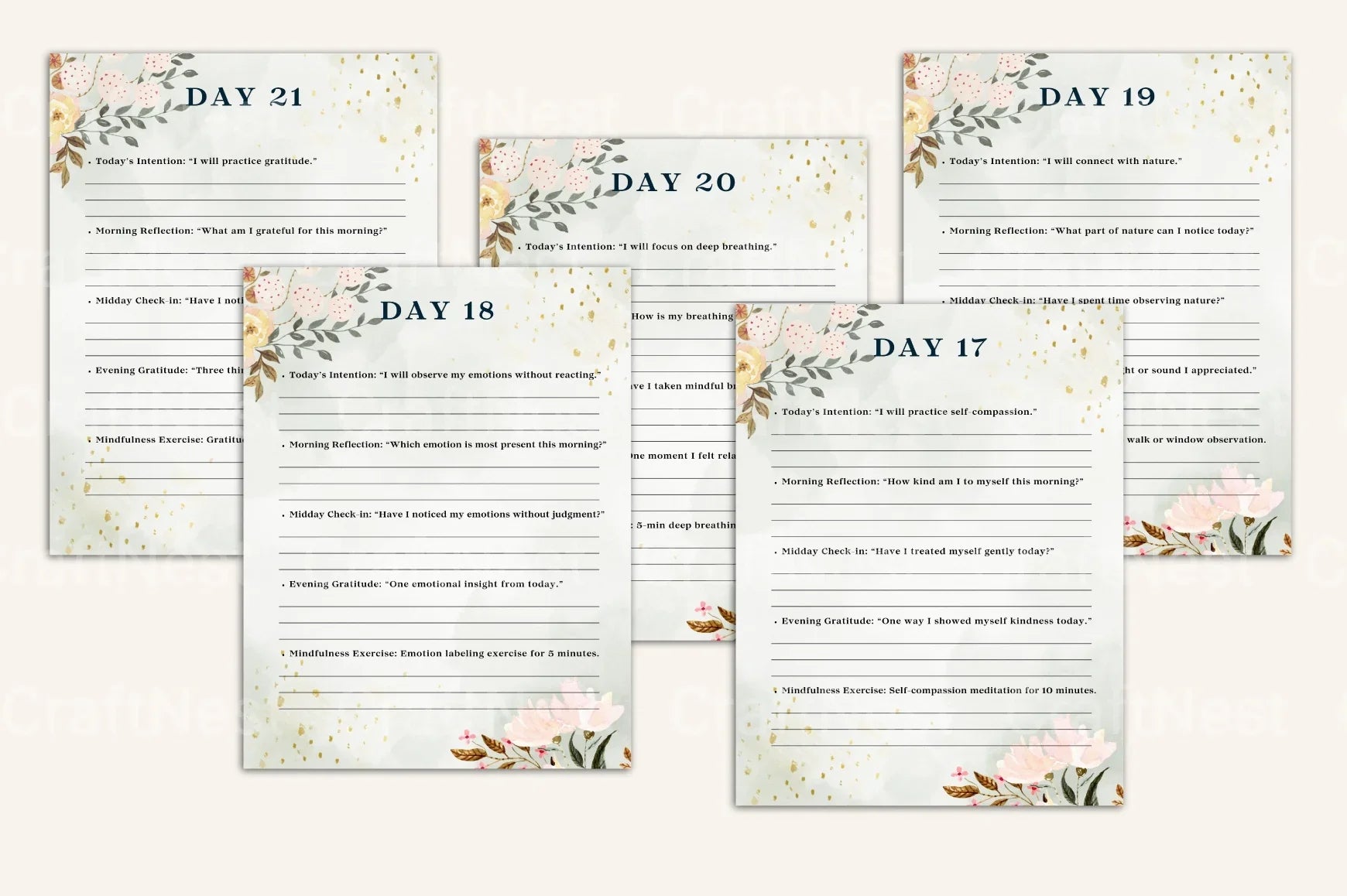 Daily Mindfulness Prompts for Enhanced Well-being - CraftNest - Digital Crafting and Art