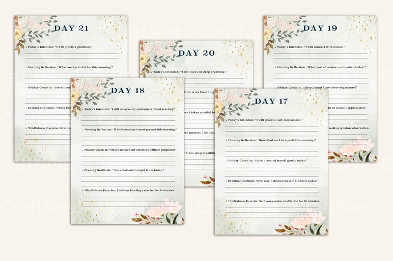 Daily Mindfulness Prompts for Enhanced Well-being - CraftNest - Digital Crafting and Art