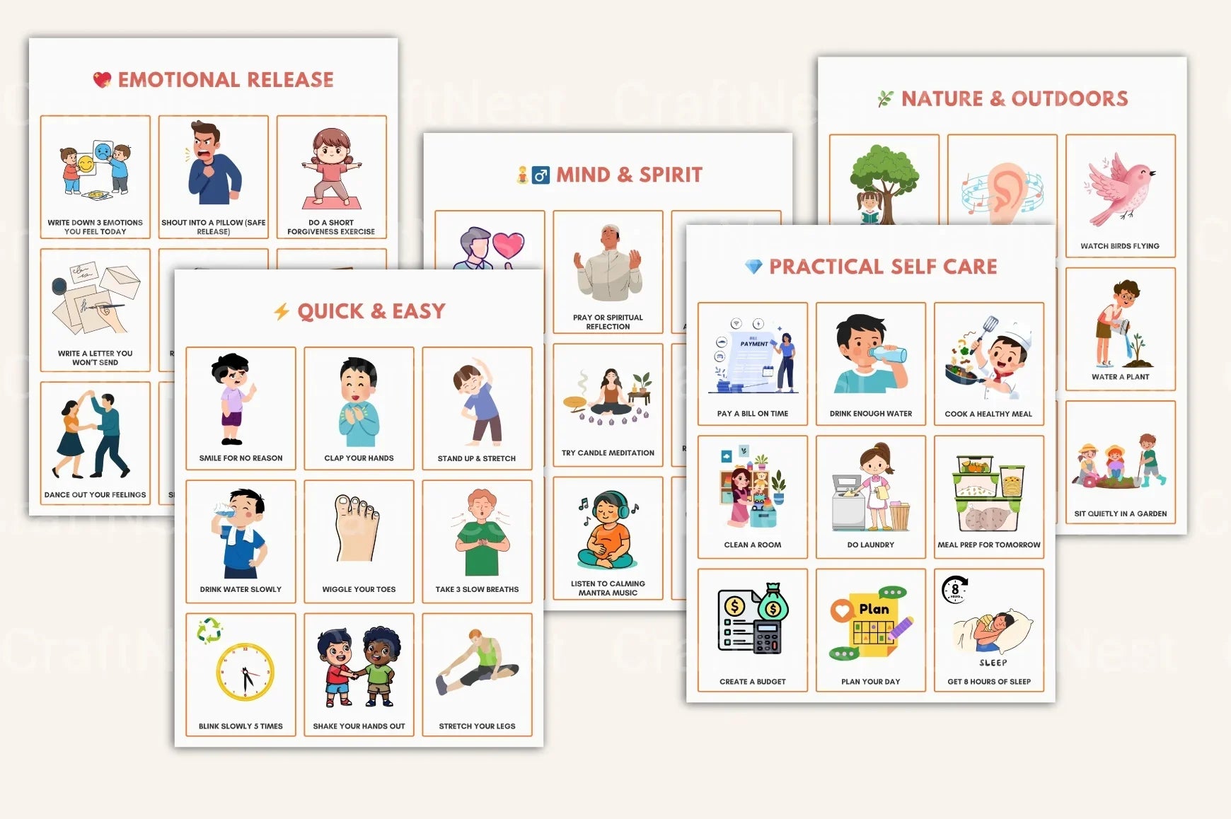 Self Care Bingo Cards for Wellness and Relaxation - CraftNest - Digital Crafting and Art