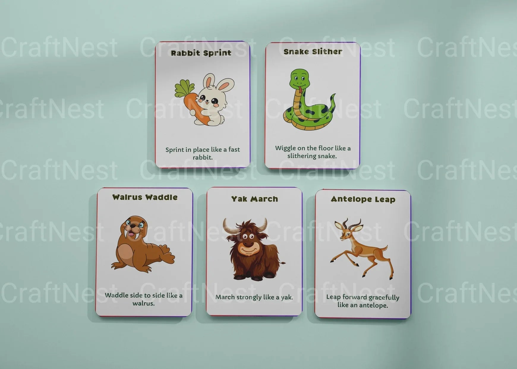 Kids Animal Movement Somatic Cards for Fun and Learning - CraftNest - Digital Crafting and Art