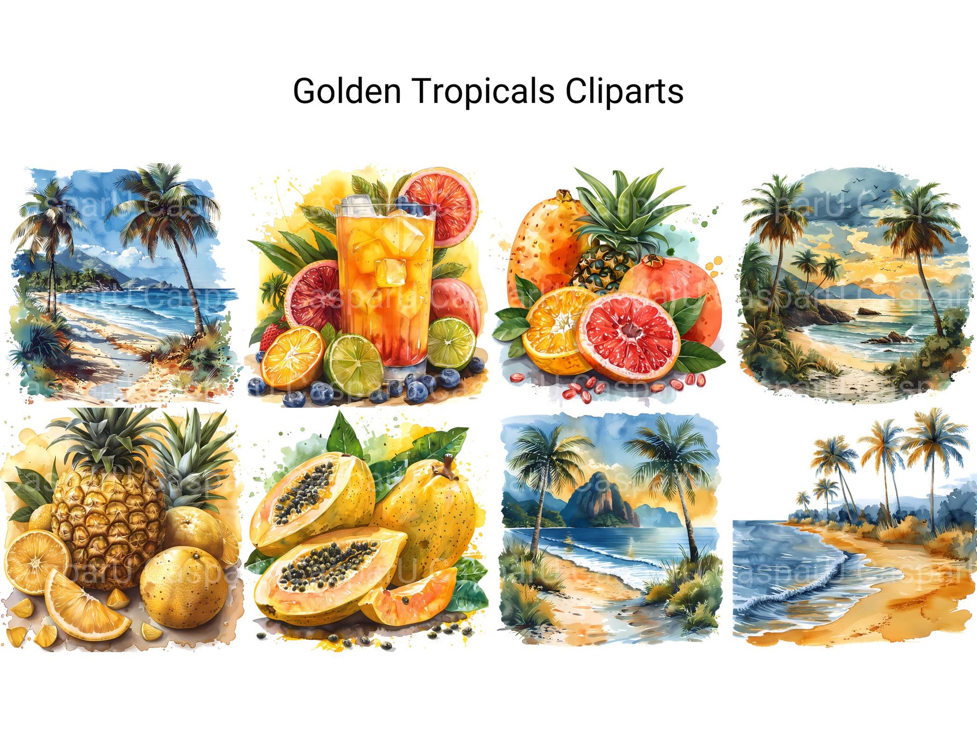 Golden Tropicals Clipart - CraftNest - Digital Crafting and Art