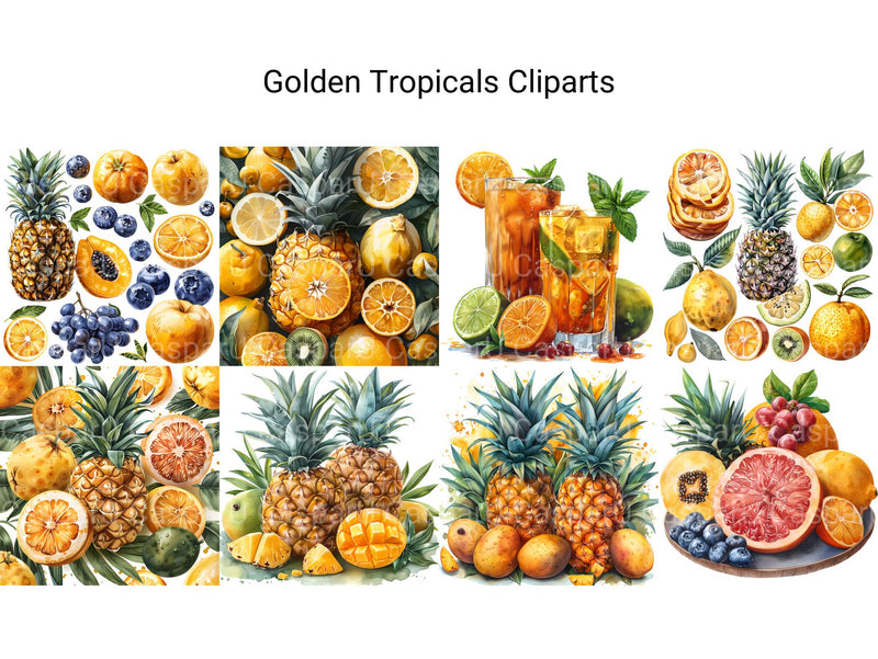 Golden Tropicals Clipart - CraftNest - Digital Crafting and Art