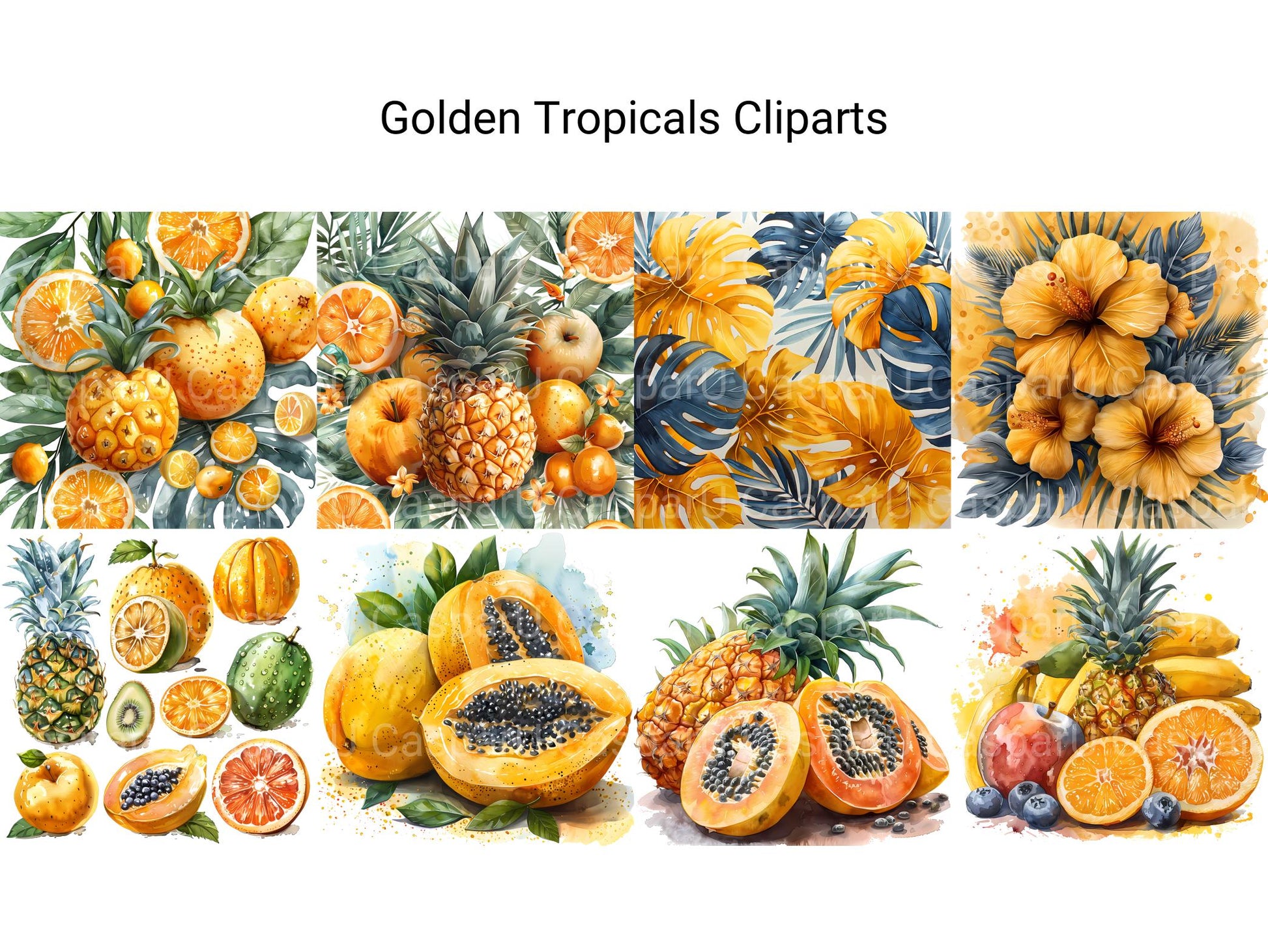 Golden Tropicals Clipart - CraftNest - Digital Crafting and Art