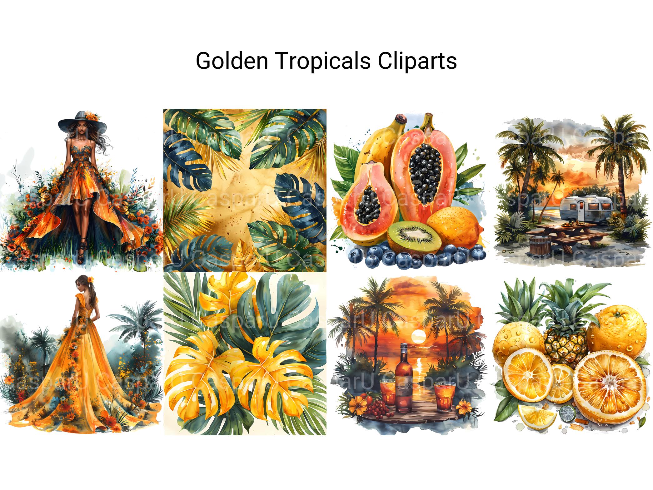 Golden Tropicals Clipart - CraftNest - Digital Crafting and Art