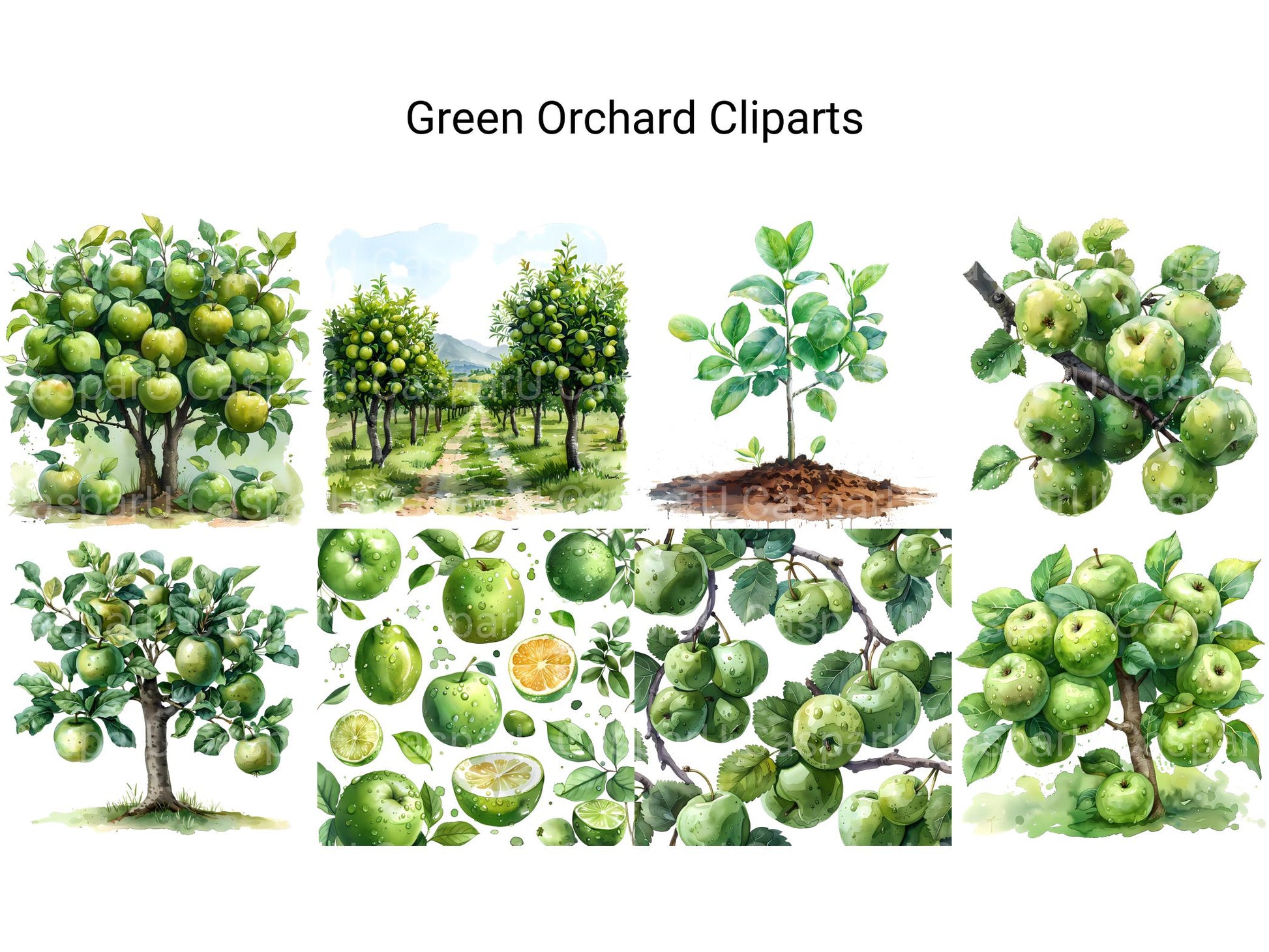 Green Orchard Clipart - CraftNest - Digital Crafting and Art