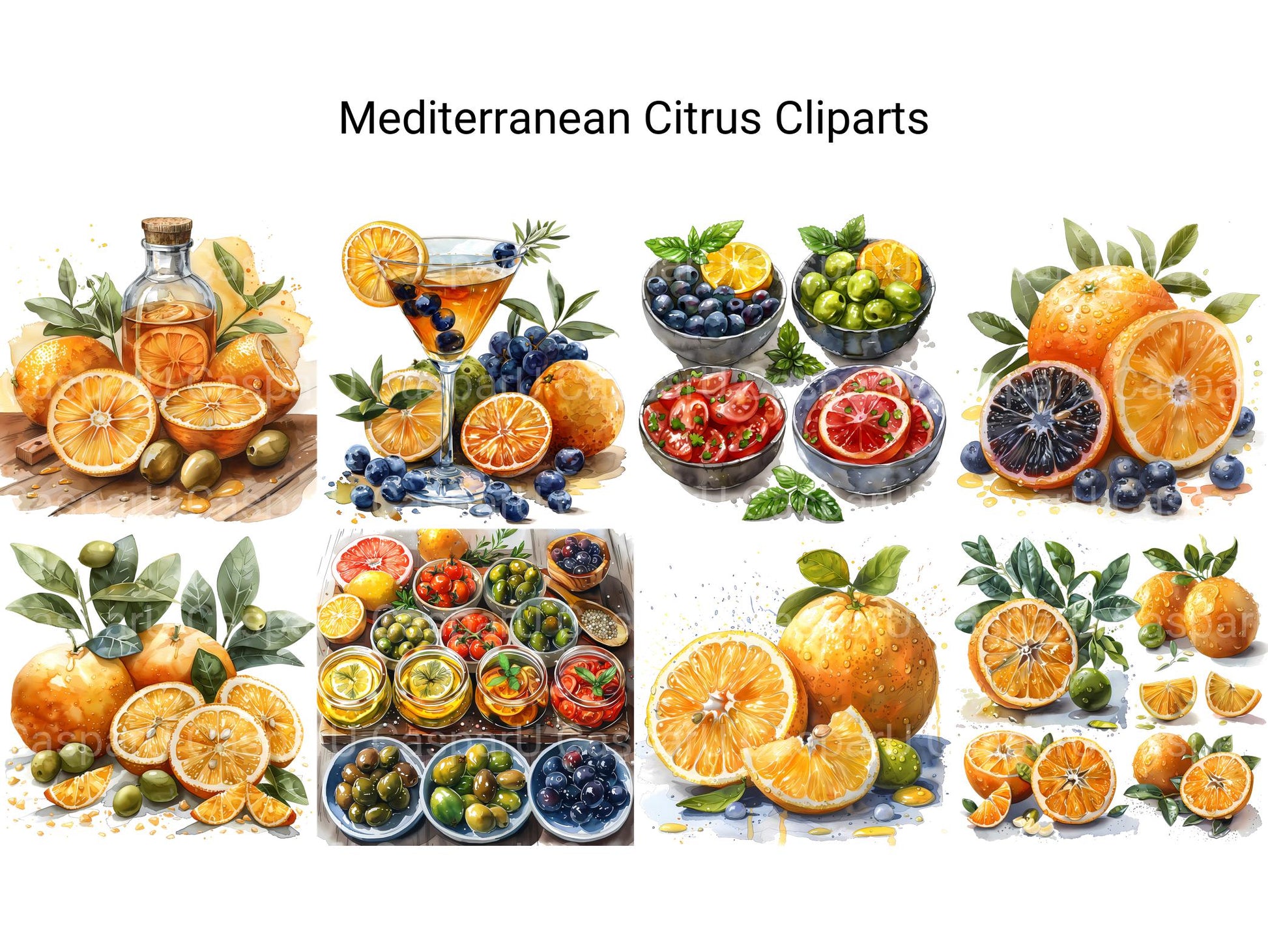 Mediterranean Citrus Clipart - CraftNest - Digital Crafting and Art