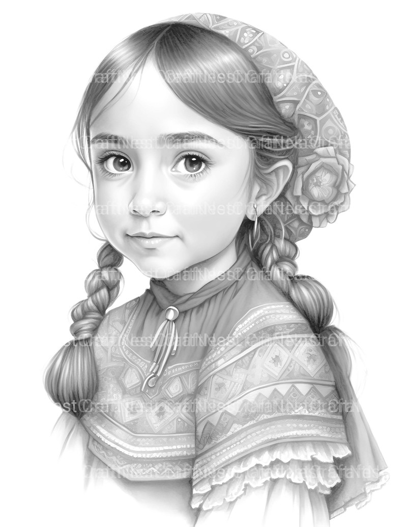 Cute Mexican Girl Coloring Book - CraftNest - Digital Crafting and Art