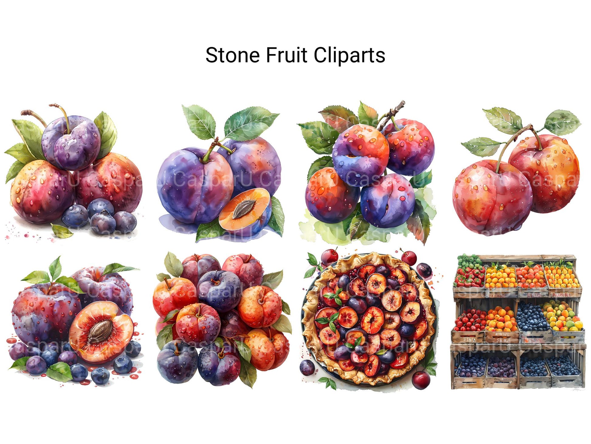 Stone Fruit Clipart - CraftNest - Digital Crafting and Art